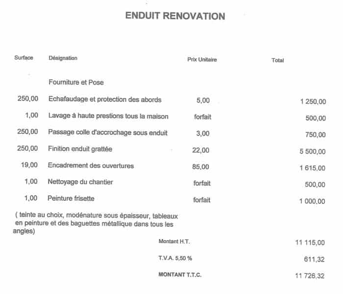 Prix et exemple de devis pour le ravalement de façade de maison